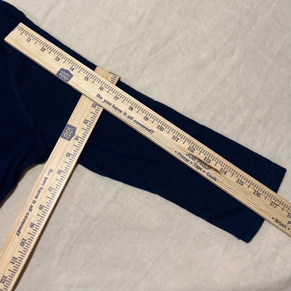 Chaps Navy Blue Henley Top with 3/4 Sleeves and Lace Collar Detail - Picture 3 of 10